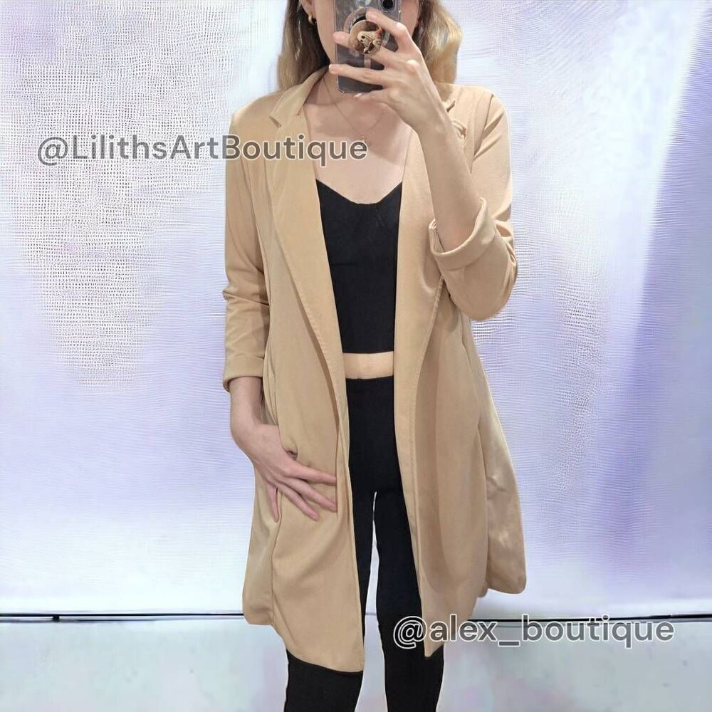 Windsor Crepe Long Line Blazer(S004)-Size L for Women
